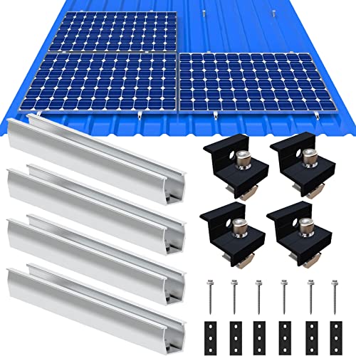 Solarmodul Halterung Flachdach, Befestigung Solarmodul Montage Set 1 Module, Alu Solarpanel Halterung Verstellbare Klemme für 30-35MM Dicke Module, PV Modul Halterung Geeignet für Flachdach Trapezdach von Warmfay