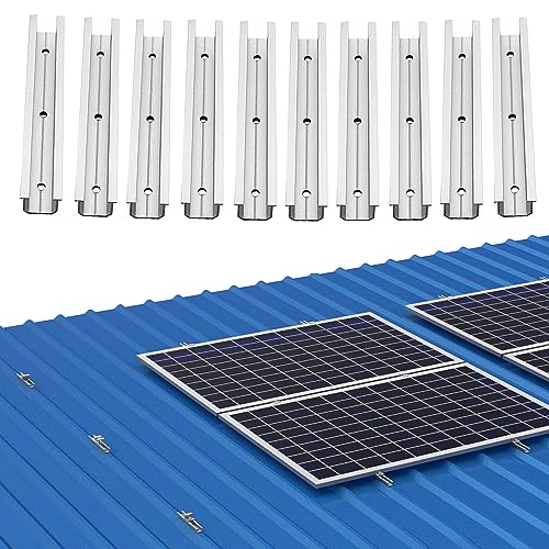 Solarpanel Halterung Kit 20cm, Solarmodul Alu Befestigungssystem Trapezblech Photovoltaik 10 Stück Befestigungsschiene,PV Trapezblech Befestigung Einfache Führungsschienen von Warmfay