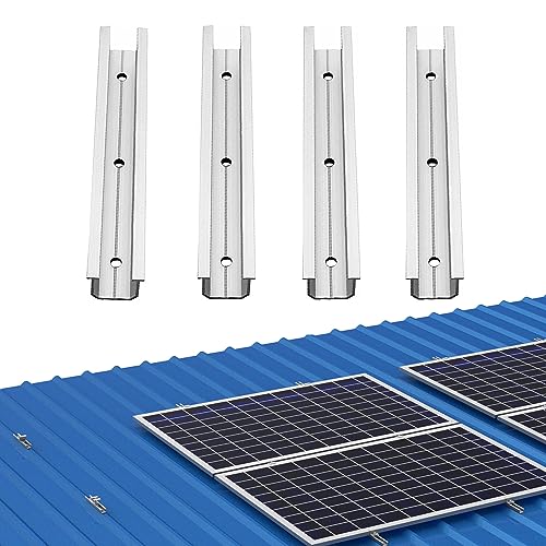 Solarpanel Halterung Kit 20cm, Solarmodul Alu Befestigungssystem Trapezblech Photovoltaik 4 Stück Befestigungsschiene,PV Trapezblech Befestigung Einfache Führungsschienen von Warmfay