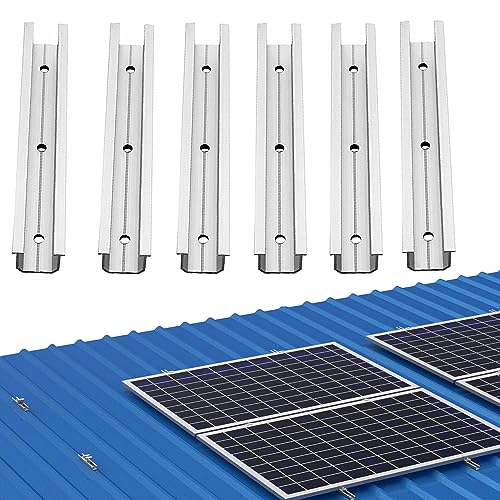 Solarpanel Halterung Kit 20cm, Solarmodul Alu Befestigungssystem Trapezblech Photovoltaik 6 Stück Befestigungsschiene,PV Trapezblech Befestigung Einfache Führungsschienen von Warmfay