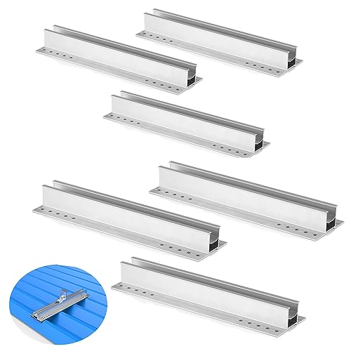 Warmfay Solarpanel Halterung Kit 30cm, Solarmodul Alu Befestigungssystem Trapezblech Photovoltaik 6 Stück Befestigungsschiene,PV Trapezblech Befestigung Einfache Führungsschienen von Warmfay