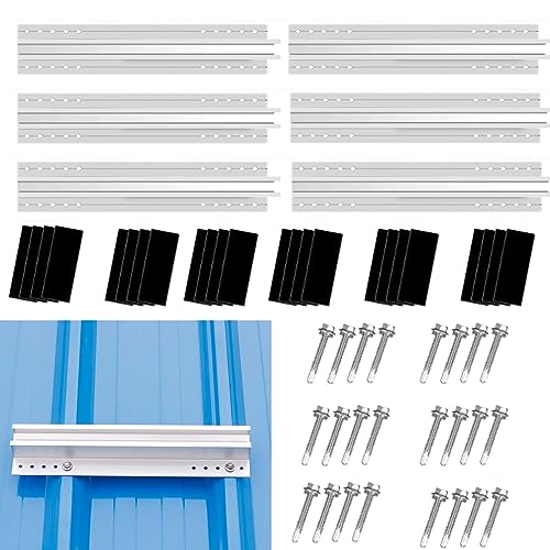 Solarpanel Halterung Kit 40cm, Solarmodul Alu Befestigungssystem Trapezblech Photovoltaik 6 Stück Befestigungsschiene,PV Trapezblech Befestigung Einfache Führungsschienen von Warmfay