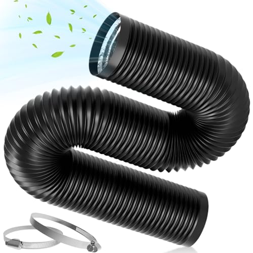 Warmfay Abluftschlauch 100mm, 5m Länge, PVC Flexibel Alurohr Schlauch Lüftungsschlauch mit 2 Schlauchschelle Edelstahl, Flexschlauch für Mobile Klimaanlage, Trockner, Belüftungssystem von Warmfay