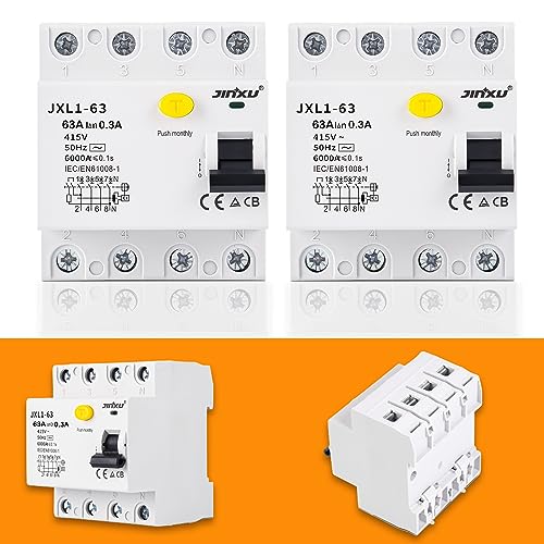 Warmfay Fehlerstromschutzschalter FI-Schalter RCD 2 X 4-polig 63A 300mA von Warmfay