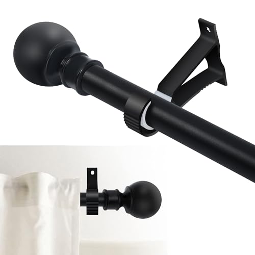 Warmfay Gardinenstange Schwarz, Vorhangstange Ausziehbar 260-310cm mit Halterungen Set Fensterstangen, für Esszimmer, Schlafzimmer, Wohnzimmer oder Küche & Außenbereich von Warmfay