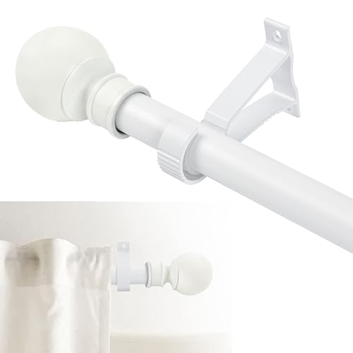 Warmfay Gardinenstange Weiß, Vorhangstange Ausziehbar 160-210cm mit Halterungen Set Fensterstangen, für Esszimmer, Schlafzimmer, Wohnzimmer oder Küche & Außenbereich von Warmfay