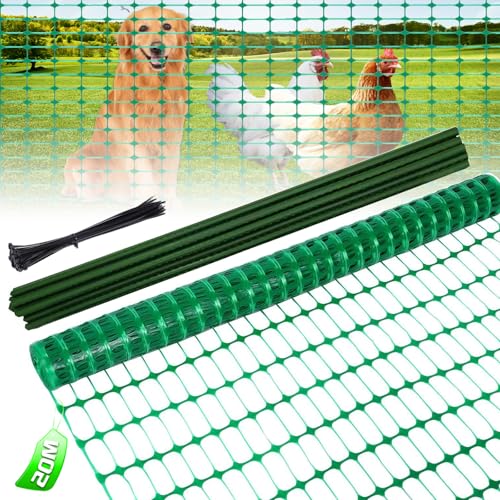 Warmfay Gartenzaun 1m Hoch, 20m Lang, Hundezaun Mobiler mit Pfähle und Kabelbindern, Universal PE Begrenzungszaun, Zaun ohne Strom, für Garten, Haus, Hof Warmfay Gartenzaun 1m Hoch, 20m Lang, Hundezaun Mobiler mit Pfähle und Kabelbindern, Universal PE Begrenzungszaun, Zaun ohne Strom, für Garten, Haus, Hof von Warmfay