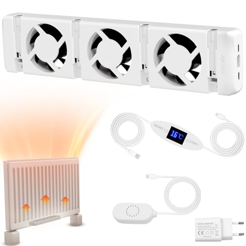 Warmfay Heizkörper Ventilator 3.0 Heizungsventilator, Smart Heizkörperverstärker zum Sparen von Energie und Heizkosten, Lauf Ruhig Wärmeableitungslüfter, Für Verschiedene Heizkörper (Mono Set) von Warmfay