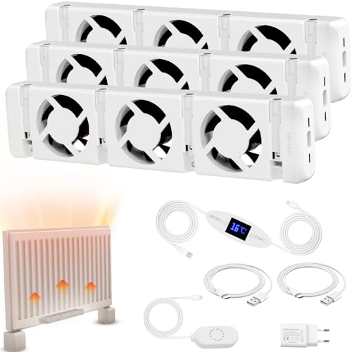 Warmfay Heizkörper Ventilator 3.0 Heizungsventilator, Smart Heizkörperverstärker zum Sparen von Energie und Heizkosten, Lauf Ruhig Wärmeableitungslüfter, Für Verschiedene Heizkörper (Trio Set) von Warmfay