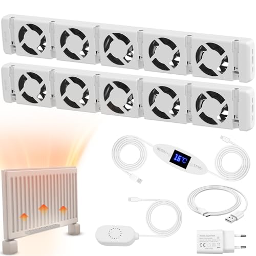 Warmfay Heizkörper Ventilator 5.0 Heizungsventilator, Smart Heizkörperverstärker zum Sparen von Energie und Heizkosten, Lauf Ruhig Wärmeableitungslüfter, Für Verschiedene Heizkörper (Duo Set) von Warmfay