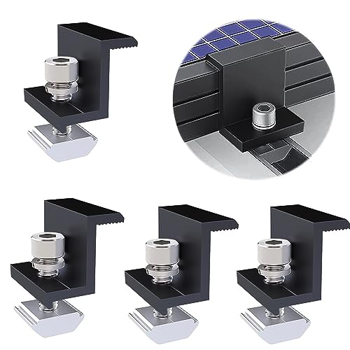 Warmfay Solarmodul Halterung Endklemme Kit 30-35mm Verstellbar,4 X Balkonkraftwerk Befestigung Solarpanel Endklemmen Schwarz,PV Befestigung Flachdach Klemm von Warmfay