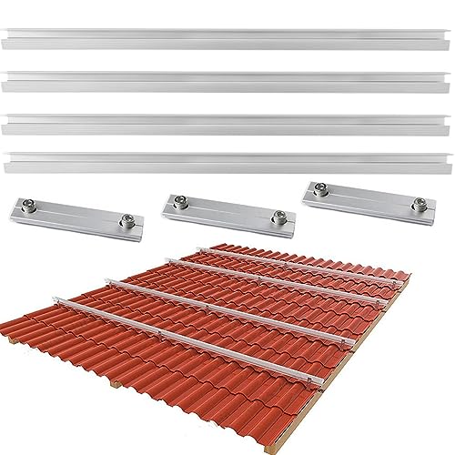 Warmfay Solarpanel Halterung Aluprofil,Dachhalterung Solarmodul PV Montageschiene 4 X150cm schienen und 3 X Profilverbinder,halterung für solarmodule,Balkonkraftwerk Befestigung Ziegeldach Set Warmfay Solarpanel Halterung Aluprofil,Dachhalterung Solarmodul PV Montageschiene 4 X150cm schienen und 3 X Profilverbinder,halterung für solarmodule,Balkonkraftwerk Befestigung Ziegeldach Set von Warmfay