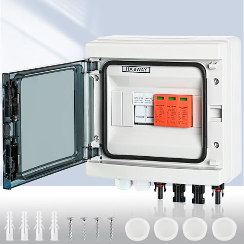 Warmfay Überspannungsschutz PV DC1000V Blitzschutz PV Anlage 20-40KA, Solar Überspannungsschutz 1 String mit 16A-Sicherung, IP65 Wasserdicht & UV-Beständig Solar Anschlusskasten 1 in 1 out von Warmfay