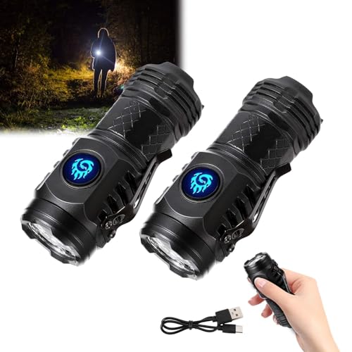 Mini-Taschenlampe mit dreiäugigem Monster,LED Taschenlampe Extrem Helle,Aufladbar Taschenlampen mit 5 Lichtmodi,Handheld klein Taschenlampe,Wasserdichte Handlampe für Camping Notfall (Schwarz/2pcs) von Warmfunn