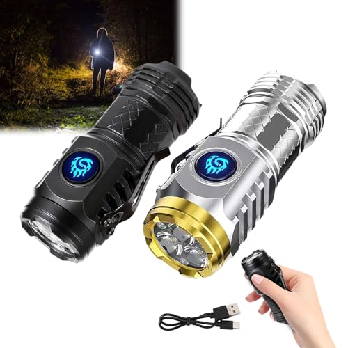 Warmfunn Mini-Taschenlampe mit dreiäugigem Monster,LED Taschenlampe Extrem Helle,Aufladbar Taschenlampen mit 5 Lichtmodi,Handheld klein Taschenlampe,Wasserdichte Handlampe für Camping Notfall (2pcs) von Warmfunn