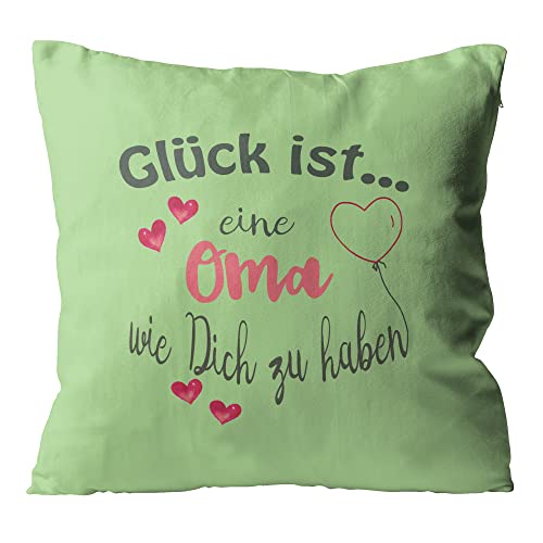 WarmherzIch Kissen Glück ist eine Oma wie Dich zu haben - Kissenbezug mit Füllung, 45cm - Kissenhülle aus Baumwolle - Geschenk Großmutter Muttertag von WarmherzIch