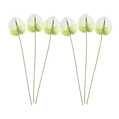 6st Simulation Anthurium Künstliche Anthurie Kunstblumen Für Die Vase Anthurium-Bouquet Anthuriumblume Lebensechte Kunstblumen Simulierte Weiß 3D Anlage Spritzguss Hochzeit von Warmhm