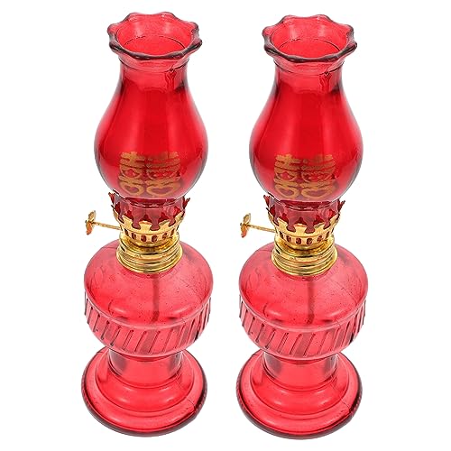 Einzigartiges Paar Petroleumlampenhalter Aus Rotem Glas Für Hochzeitsdekoration Einzigartiges Paar Petroleumlampenhalter Aus Rotem Glas Für Hochzeitsdekoration von Warmhm