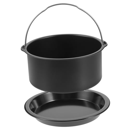 Warmhm 1 Satz Backgeschirr-set Zubehör Für Heißluftfritteusen Backen Airfryer-korbschale Tabletts Wiederverwendbar Luftfrittierkorb Bratpfanne Schwarz Kohlenstoffstahl von Warmhm
