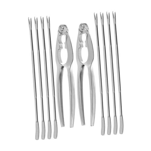 Warmhm 1 Satz Gabeln und Picks für Meeresfrüchte werkzeug Pickle-Picker-Greifer Fruchtgabel Gurkengreifer Gurkenzange Hummerschalencracker Hummer-Picks Samt Silver von Warmhm