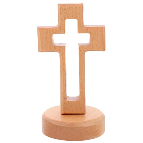 Warmhm 1 Satz Holzkreuz Wandkreuz Aus Holz Kreuz Tisch Dekor Stehendes Kruzifix Religiöse Gunst Kreuz-mittelstück-Sticks Taufe Gefallen Plakette Hölzern Dekoratives Holz Schreibtisch von Warmhm