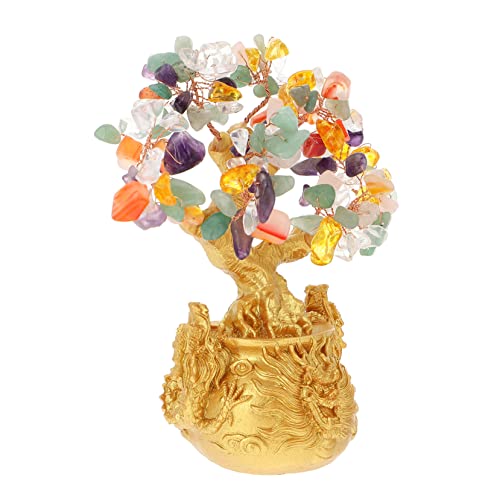 Warmhm 1 STK Glück Baumschmuck Feng-Shui Goldendoodle-Ornament Chinesischer Glücksbaum Geldanlage Glücksbaum Bonsai Handgefertigter Edelstein-kristallbaum Haushalt Harz Zubehör von Warmhm