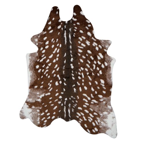 Warmhm Künstlicher Tierfell-Teppich - Landhaus Hirschfell-Optik Rindsleder-Teppich - Rutschfeste Künstliche Hirschleder-Optik von Warmhm