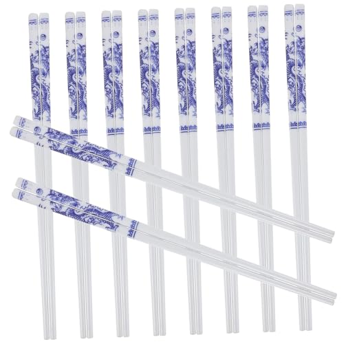 Warmhm 10 Paare Porzellan Essstäbchen mit Eleganter Musterung Rutschfest Spülmaschinenfest Gesundes Keramikmaterial Multifunktional für Zuhause Camping und Gastronomie von Warmhm