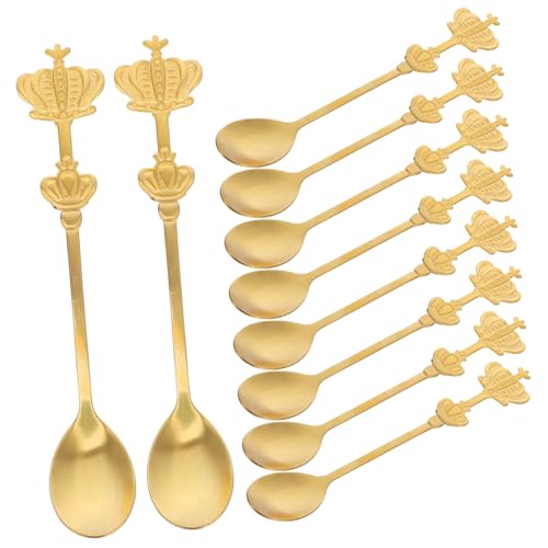 Warmhm 10 Stück Teiliges Kaffeelöffel aus mit Kronenform Langem Griff zum Rühren von Tee Kaffee Desserts und Eiscreme Kreatives Königliches Design für Zuhause und Gastronomie von Warmhm