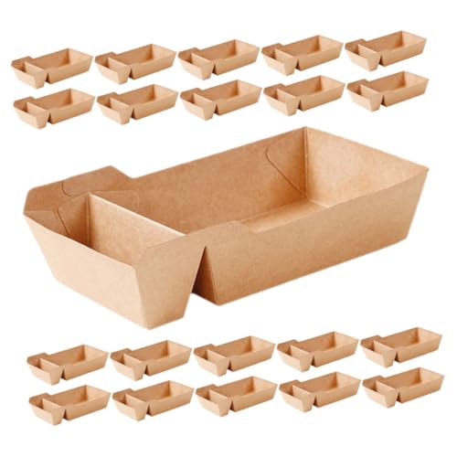Warmhm 100 Stück Snackboxen aus Kraftpapier Frittier und Snackboxen mit Zwei Fächern für Partys Events und Catering Warmhm 100 Stück Snackboxen aus Kraftpapier Frittier und Snackboxen mit Zwei Fächern für Partys Events und Catering von Warmhm