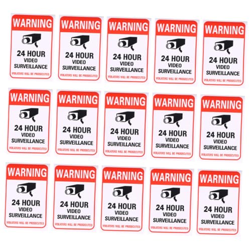 Warmhm 100 Stück Stunden Videoüberwachung Warnschild Selbstklebend Witterungsbeständig Für Zuhause und Gewerbe Hochsichtbar Sicherheitshinweis von Warmhm