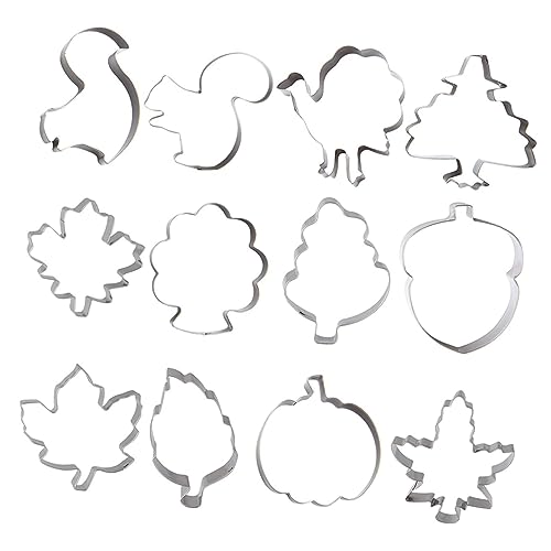Warmhm 12 Stück Teiliges Keks Ausstecher Set Thanksgiving Kreative Fondant Backform Einfache Handhabung Lebensmittelecht für Festliche Plätzchen und Partygebäck von Warmhm