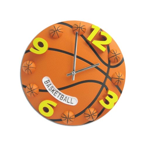 Warmhm Leise Basketball Dribbling Wanduhr 12 Zoll Runde Wanduhr Für Kinderzimmer von Warmhm