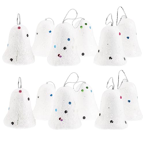 Warmhm Weihnachtsglocken Ornament 12 Stück Weiß Schaumstoff Hängedeko für Weihnachtsbaum Fenster Tür Bastelprojekte und Partys von Warmhm