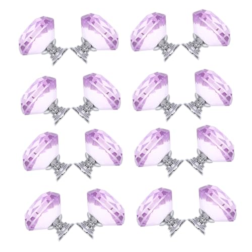 Warmhm 16 Stück Teiliges Violettes Kristallglas Schrankgriffe mit Ergonomischem Design ein Loch Montage für Küchen Kleiderschränke Komfortable Bedienung Stilvoller Möbelknopf für Kommode von Warmhm