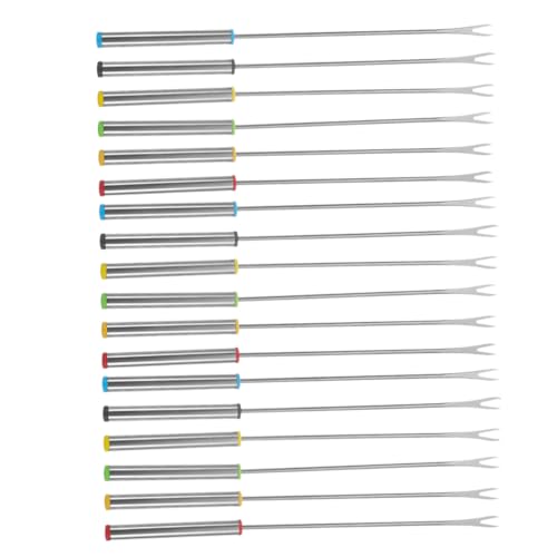 Warmhm 18 Stück Teiliges Edelstahl Fonduegabel mit Langem Griff Vielseitig für Bbq Schokolade und Käsefondue Sicherer Obst Dessertspieß Hitzebeständig Einfache Reinigung Farblich Sortiert von Warmhm