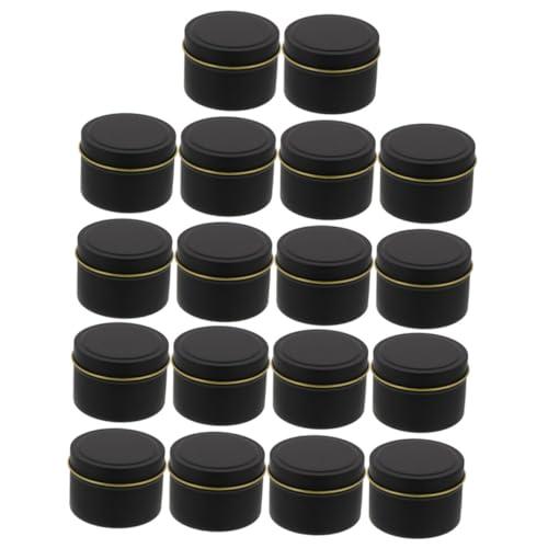 Warmhm 18 Stück Teiliges Runde Blechdosen mit Deckeln Unzen Schwarze Tinplate Boxen Vielseitige Aufbewahrung für Kerzenherstellung Süßigkeiten Schmuck und DIY projekte Kompakt und von Warmhm
