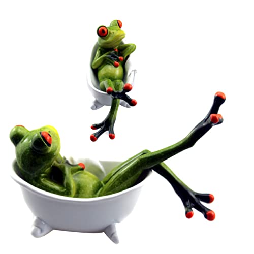 Warmhm 1 Stück Frosch-Ornament Aus Kunstharz Für Die Inneneinrichtung Einzigartige Umweltfreundliche Schreibtisch-Dekoration von Warmhm