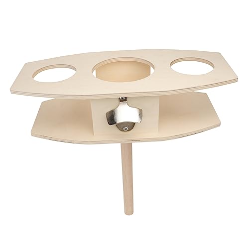 Warmhm 1Stück Holz Bierpfahl Weinhalter Für Außenbereich Tragbarer Picknicktisch Abnehmbar Khaki Für Garten Und Camping Für Weingläser Und Snacks von Warmhm