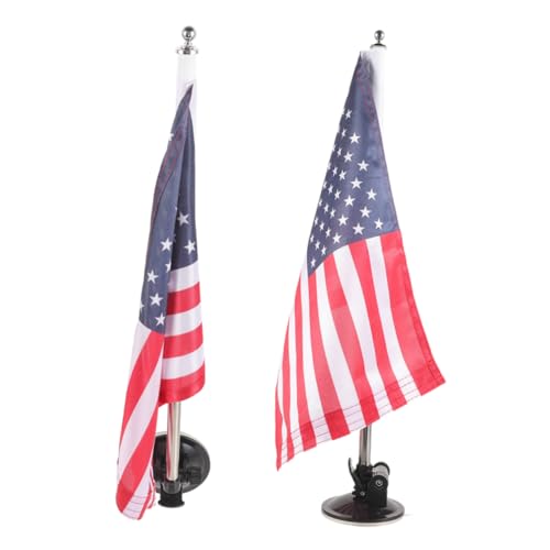 Warmhm 2 Sätze Fahrzeug Fahnenmast mit Saugnapf Amerikanische Flagge und Halterung für Auto Rv und Truck Einfache Installation und Teleskopisches Design für Patriotische Anlässe Warmhm 2 Sätze Fahrzeug Fahnenmast mit Saugnapf Amerikanische Flagge und Halterung für Auto Rv und Truck Einfache Installation und Teleskopisches Design für Patriotische Anlässe von Warmhm