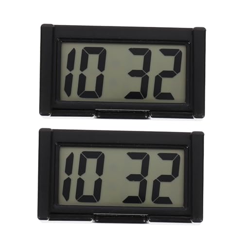Warmhm 2 Sätze Mini Auto Digitaluhr mit Klebehalterung Stabile Installation Langlebige Kunststoffuhr Klare Anzeige Vielseitig für Fahrzeug Armaturenbrett und Bürogebrauch von Warmhm
