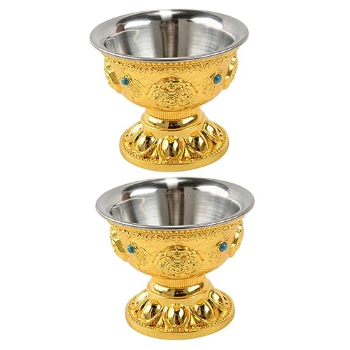 Warmhm 2 Stück Becken Stil Wasser Chinoiserie Geld Opfer Ornament Schatz Reichtum Altar Glück Kelch Schreibtisch Weihrauch Yoga Goldene Halle Schüssel Feng Tee Topper Shui Dekor von Warmhm