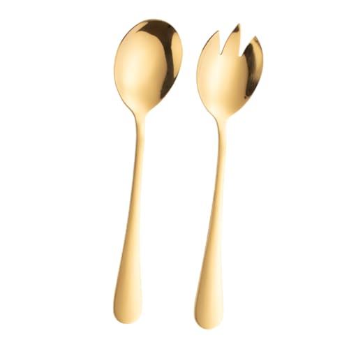 Warmhm 2 Stück Dual Use Salatlöffel mit Edelstahlgriff Goldene Fork Spoons für Obst und Salat Spülmaschinenfest Küchenutensil für Zuhause Warmhm 2 Stück Dual Use Salatlöffel mit Edelstahlgriff Goldene Fork Spoons für Obst und Salat Spülmaschinenfest Küchenutensil für Zuhause von Warmhm