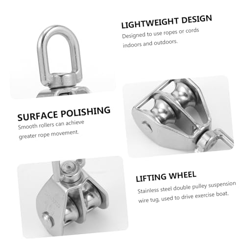 Warmhm 2 Stück Edelstahl Doppel schwenk umlenkrolle Robuste Flaschenzug Seilrolle mit Korrosionsschutz Widerstandsfähig und Temperaturbeständig für Bau Transport Kajak und Haushalt von Warmhm