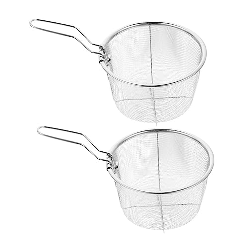 Warmhm 2 Stück Edelstahl Frittierkorb Hitzebeständig Rostfrei Tragbar für Pommes Chips und Nudel Frittieren Küchensieb mit Griff für Einfache Handhabung und Schnelles Abtropfen Warmhm 2 Stück Edelstahl Frittierkorb Hitzebeständig Rostfrei Tragbar für Pommes Chips und Nudel Frittieren Küchensieb mit Griff für Einfache Handhabung und Schnelles Abtropfen von Warmhm
