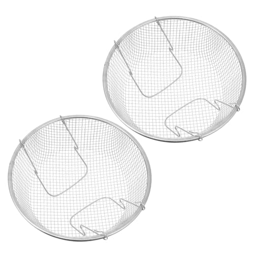 Warmhm 2 Stück Edelstahl Frittierkorb Robustes Frittiersieb mit Ergonomischem Griff Fettabfluss Pommes Frites Halter für Küche Grill und Heißluftfritteuse von Warmhm
