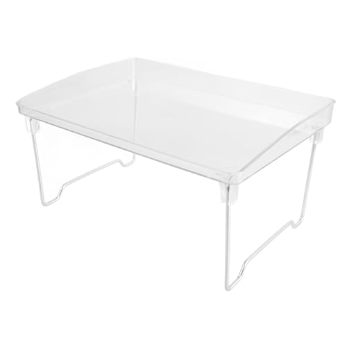 Warmhm 2 Stück Klappbarer Transparenter Aufbewahrungsständer mit Doppelter Ablage Faltbares Desktop Organizer Regal für Küche Bad Büro Platzsparend mit Erhöhten Kanten Sicher und von Warmhm
