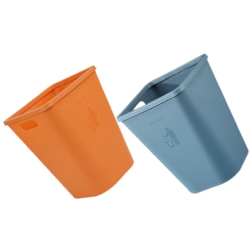Warmhm 2 Stück Küchen Müllbehälter Großer Stabiler Kunststoff Abfalleimer ohne Deckel Farblich Sortiert in Blau und Orange Vielseitig Einsetzbar für Bad Büro Wohnzimmer und Kinderzimmer von Warmhm