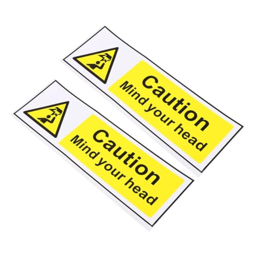 Warmhm 2 Stück Mind Your Head Aufkleber Selbstklebend Hochsichtbare Warnhinweise für Niedrige Decken Vielseitig Einsetzbar für Glas Türen Treppen Lagerbereiche Einfache Anbringung von Warmhm
