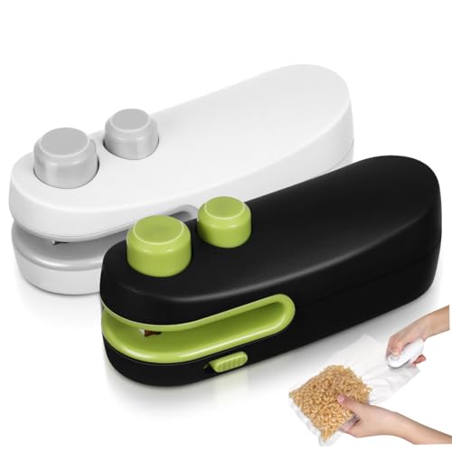 Warmhm 2 Stück Mini Kunststoffbeutel Versiegler Handgerät Tragbarer Mini Beutelsiegelgerät für Snacks und Lebensmittel Frischhaltend Luftdicht Effizient für Zuhause und Unterwegs in von Warmhm